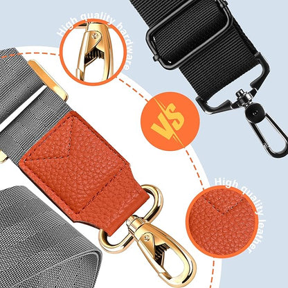 ZINZ 60" Universal Strap with Ultra-Thick Fixed Breathable Pad - Adjustable Heavy-Duty Shoulder Strap for Laptop, Crossbody Luggage, Gym Bag, Camera Bag and More - Gray Orange