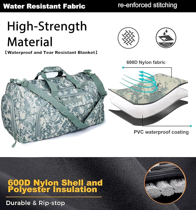 Gym Bag Duffle Bags for Men Women with Shoes Compartment Sport Weekend Travel Overnight Carry On Bag for Tactical Military Travel Work Out Bags (2.0 ACU)