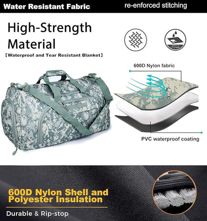 Gym Bag Duffle Bags for Men Women with Shoes Compartment Sport Weekend Travel Overnight Carry On Bag for Tactical Military Travel Work Out Bags (2.0 ACU)