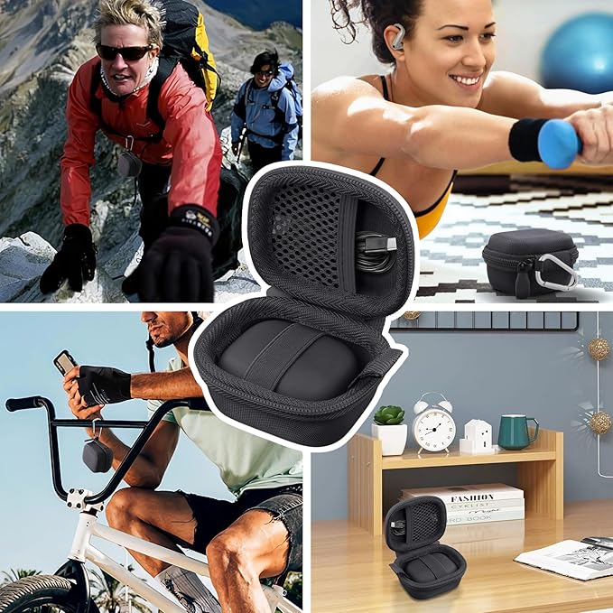 co2CREA Hard Case for Beats Powerbeats Fit with Carabiner Clip, Shockproof Earbuds Storage Box – Protective Travel Cover for Wireless Noise Cancelling Earbuds (Black Case)