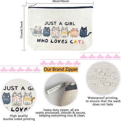 ancpeany Cat Gifts for Women Makeup Bag, Cat Lover Gifts for Cats Lovers, Cats Themed Lady Gift, Cats Mom Accessories Stuff for Teens Girls Daughter Birthday Decorations, Cosmetic Bag Zipper Pouch