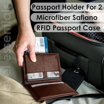 2 Passport Holder - Travel Essentials, RFID Blocking Wallet Credit Card Organiser, Plain Accessories Slim Cover For Men & Women