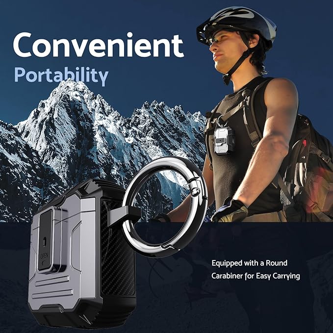 DASFOND Armor Cover AirPods 2nd & 1st Generation Case, Military Grade Full Body Shockproof Protection Hard Case, Support Wireless Charging with Keychain, Magnetic Lid, Front LED Visible, Silver