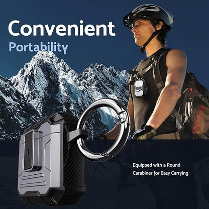 DASFOND Armor Cover AirPods 2nd & 1st Generation Case, Military Grade Full Body Shockproof Protection Hard Case, Support Wireless Charging with Keychain, Magnetic Lid, Front LED Visible, Silver