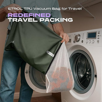 Mesh Laundry Bag for Travel, Gym, College, and Camping – Large Washable Zippered Dirty Clothes Organizer with Breathable Fabric – Portable Laundry Hamper for Sports, Healthcare Workers – Green