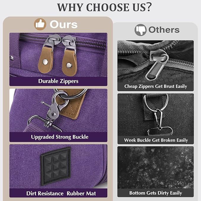 Gonex Canvas Duffle Bag for Travel 50L Expandable Duffel Weekend Overnight Bag (Purple)