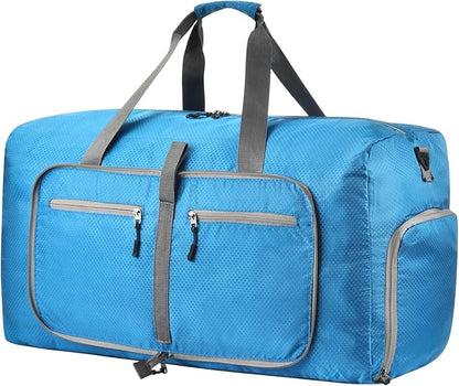 Dimayar Travel Duffle Bag for Men Women - Foldable Duffel Bag with Shoes Compartment - Overnight Bags Waterproof & Tear Resistant(115L,Light Blue)