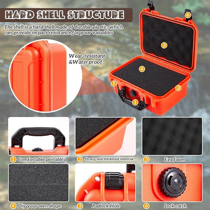 1 Pcs 22.4 x 16.1 x 10.2 Inch Waterproof Hard Case with DIY Customizable Foam Insert Portable Protective Case with Knife for Camera Drones Equipments Tools Test Instruments (Reddish Orange)