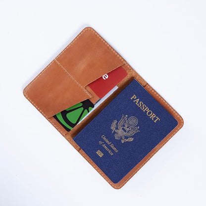 INCARNE US Leather Passport Holder for Travel - Passport Case - Passport Wallet for Men - Passport Cover for Women Sleeve Protector - Travel Essentials Vacation Luggage Travel Gifts - Vintage Cognac