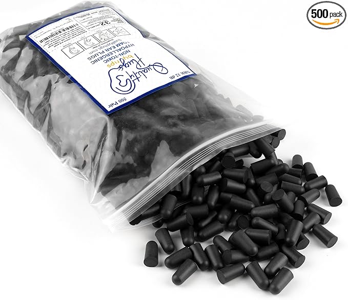 Quality Foam Ear Plugs 500 Pair - 32 dB Noise Cancelling High Decibel Sound Blocking Soft - Dispenser Refill Safety Hearing Protection Ear Protection Disposable Ear Plugs Bulk