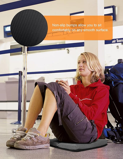 Airplane Seat Cushion Portable Travel Cushion for Comfort Foldable Stadium Pad with Breathable Fabric Seat Pad Perfect for Long Flights, Office, Bleacher, Camping