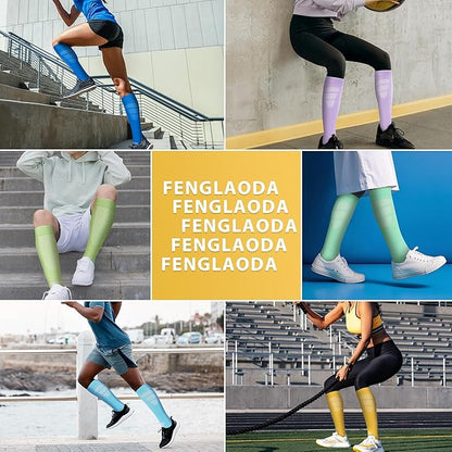 fenglaoda Compression Socks Women Men 6 Pairs, Knee High Best Support Circulation Socks for Running, Travel, Flight, Nurse