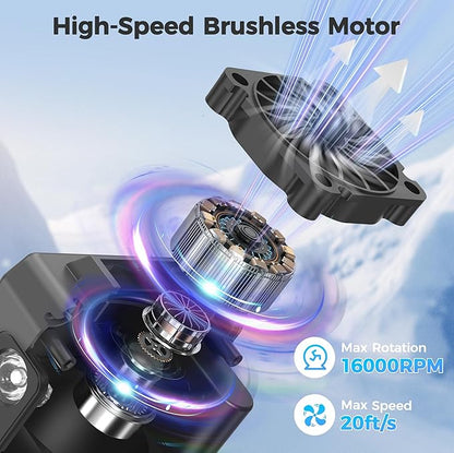 COMLIFE Portable Mini Waist Fan - Rechargeable Clip on Belt Wearable Body Fan, Max 20H Cooling, 5 Speeds 16000RPM Turbo Hands-Free Under-Shirt Neck Fan for Outdoor Jobsite Camping Traveling