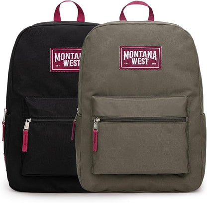 Montana West Backpack for Women Men 2 PCS Lightweight College Bookbags Casual Daypack Backpacks for Commute & Travel