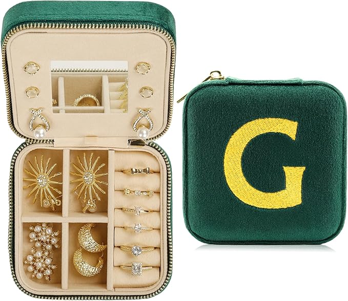 Jenria Christmas Gift for Women, Travel Jewelry Case for Women, Jewelry Organizer, Jewelry Box, Unique Gifts, Personalized Gifts for Her, Birthday Gifts for Mom, Teen Girl, Girlfriend, Green, G