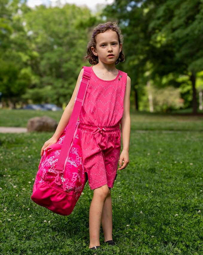 Barbie Duffle Bag, 16 inch Travel Sleepover Weekender Bag for Girls, Purple Dance Bag