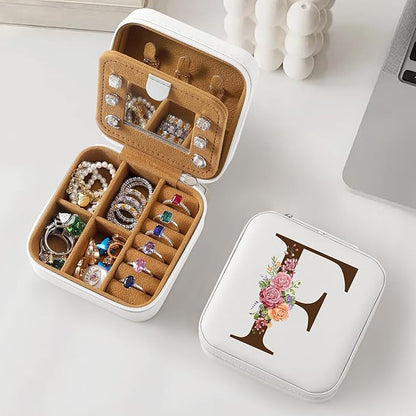 Parima Christmas Stocking Stuffers Gifts for Teenage Girls Women - Boss Day & Birthday Gifts, Personalized Initial Jewelry Box - Letter F, White