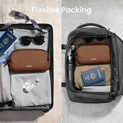 tomtoc Electronic Organizer Travel Case Performance, Water Resistant Dual Compartment Cable Organization Storage Bag for Charger, Cord, Phone, Hard Drive, Power Bank, Accessories Travel Essentials