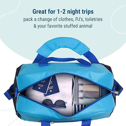 Wildkin Kids Overnighter Duffel Bag – Carry-On Size, Ideal for School & Sleepovers – Sky Blue