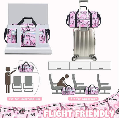 Kid's Luggage Set 3 Piece Suitcase Set 16" Hardside Luggage with Spinner Wheels Girls Carry on Toddler Travel Rolling Suitcase with Duffle Bag Neck Pillow Airline Approved