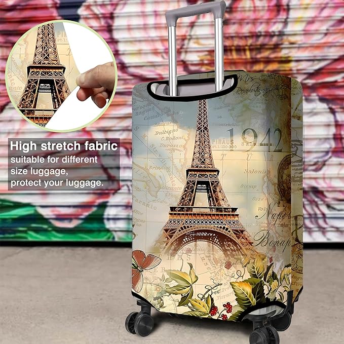Travel Luggage Cover Suitcase Protector Fits 18-32 Inch Wheel Covers PatternedTravel Related Items Flower Luggage Protector Elastic L