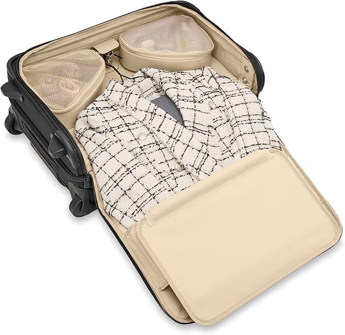 Briggs & Riley 22" Carry-On 2-Wheel Garment Bag - Carry On Luggage for Travel, Suitcases with Wheels, Softside Rolling Bag for Men & Women, Built in Hook for Clothes - Baseline Collection, Black