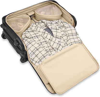 Briggs & Riley 22" Carry-On 2-Wheel Garment Bag - Carry On Luggage for Travel, Suitcases with Wheels, Softside Rolling Bag for Men & Women, Built in Hook for Clothes - Baseline Collection, Black