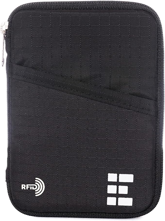 Passport Holder & Travel Wallet with RFID Blocking - Premium Document Organizer Case for Men and Women - Holds Passports, Cards, Tickets, ID, Cash - Compact Zippered Wallet - Midnight
