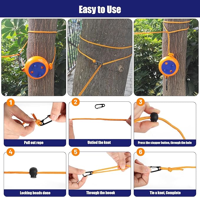 Portable Travel Clothesline Cord, Caudblor Adjustable 33ft Camping Clothes line, Laundry Drying Rope for Hotel Trip, Cruise, Outdoor/Indoor, with 12Pcs Stoppers, Windproof Clothespins