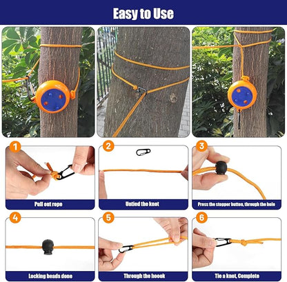 Portable Travel Clothesline Cord, Caudblor Adjustable 33ft Camping Clothes line, Laundry Drying Rope for Hotel Trip, Cruise, Outdoor/Indoor, with 12Pcs Stoppers, Windproof Clothespins