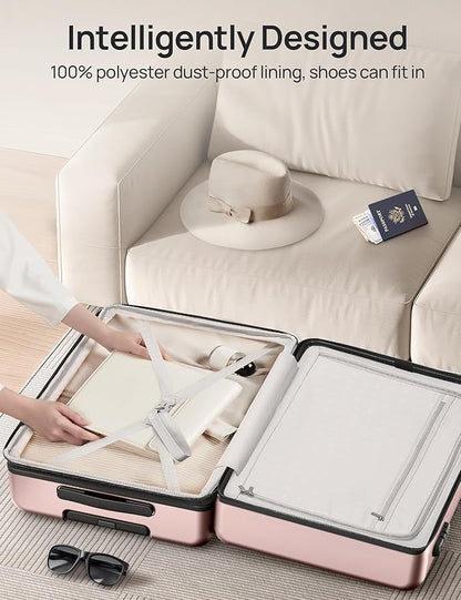 NINETYGO Carry On Luggage 22x14x9 Airline Approved, 20 Inch Luggage with Smooth Spinner Wheels, Expandable, Hard Shell PC Suitcase, Lightweight Travel Luggage, TSA Approved (Pink, Rhine Max)