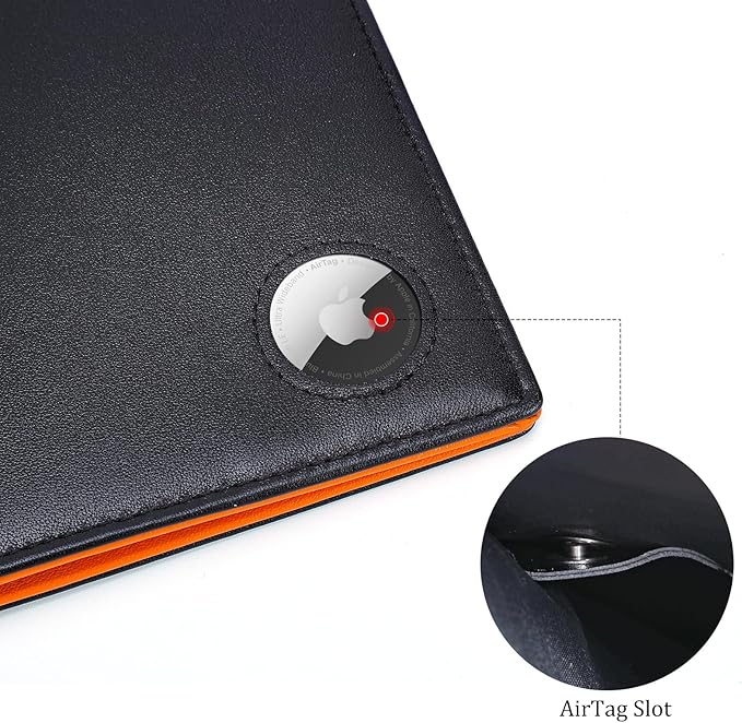 Polare Luxury RFID Blocking Leather Passport Holder Travel Wallet For Men and Women (Black/Brown with AirTag Slot)