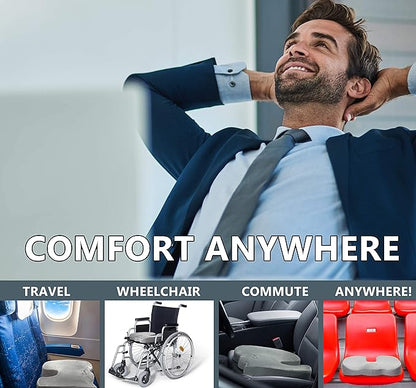 ComfiLife Premium Comfort Seat Cushion - Non-Slip Orthopedic 100% Memory Foam Coccyx Cushion for Tailbone Pain - Cushion for Office Chair Car Seat - Back Pain & Sciatica Relief (Gray)