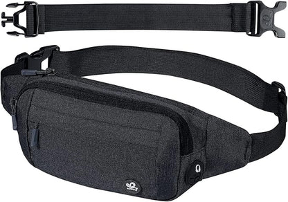 WATERFLY Fanny Pack Waist Bag: Small Hip Pouch Bum Bag Fannie Pack Phanny Fannypack Waistpack Bumbag Beltbag Sport Slim Fashionable for Jogging Hiking Hiker Woman Man
