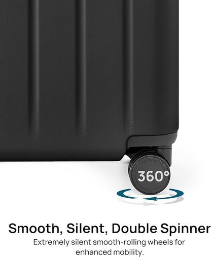 NINETYGO Carry On Suitcase, 20 Inch Carry-On Luggage with Double Spinner Wheels, Dry Wet Separate, PC Hard Case Suitcase, Lightweight Travel Luggage, TSA Approved (Black, Danube)