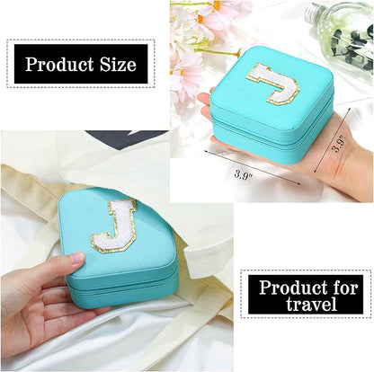 Parima Small Jewelry Organizer for Girls | Mini Travel Jewelry Box - Letter R, Aqua Blue
