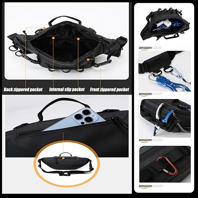 GORELAX Fanny Pack for Men, EDC Belt Bag with Anti-Theft Pocket, Adjustable Waist Pack Hiking Fishing(42"-59"Waist Strap)