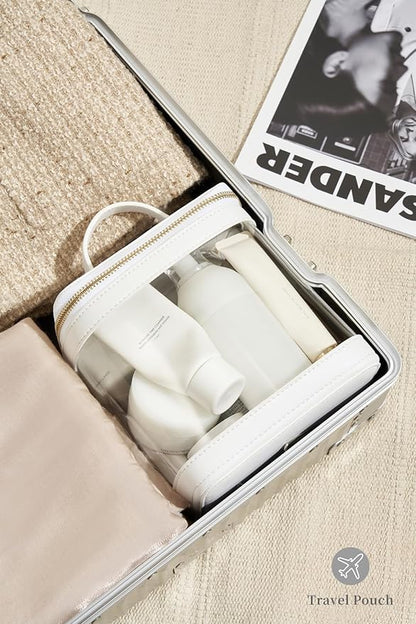 ROWNYEON Clear Makeup Case Toiletry Bag Multipurpose Travel Makeup Train Case Portable Cosmetic Organizer Transparent Storage Bag