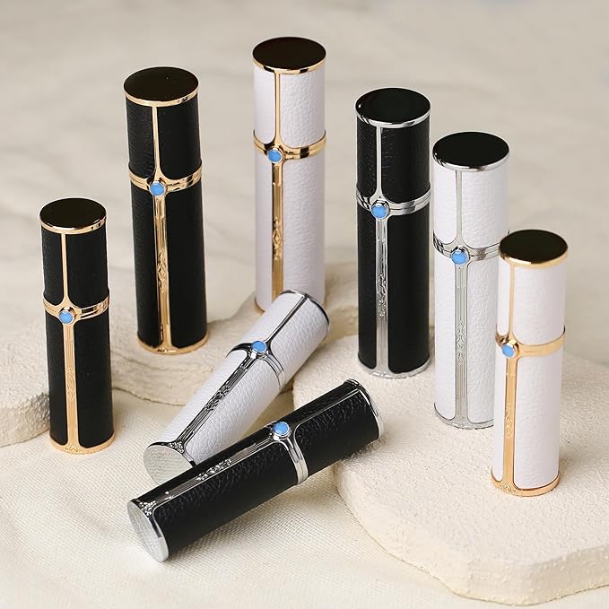 CF01WHG Leather Perfume Bottle 10ml – Bottom-Fill Refillable Dispenser, Leak-Proof & Portable for Men & Women, Ideal for Travel, Gifting & Daily Use (CF01WHG)