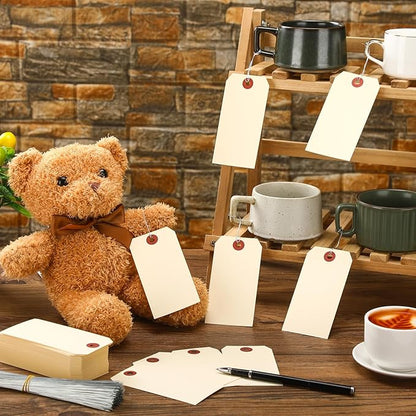 1000 Pcs Blank Manila Shipping Tags with Wire 4 3/4" x 2 3/8" Paper Hang Luggage Price Asset Gift Label Tags (Yellow)