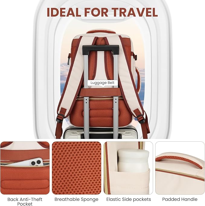 Travel Laptops Backpack for Women,Large Carry On Luggage for Airplanes Weekender Bags for Personal Items,Airline Approved TSA Overnight Bags with 4 Packing Cubes