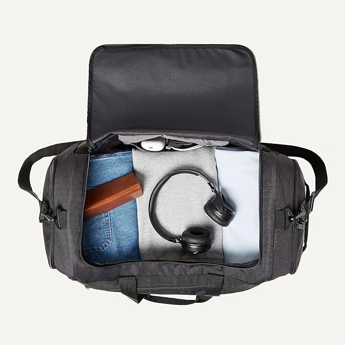 Amazon Essentials Lightweighted Carry-on Duffel with Wet pocket & Shoe Compartment 25 inches Black