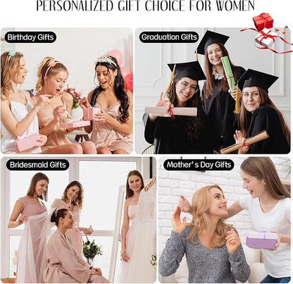 Women Gifts | Initial Makeup Bag Set for Girl Personalized Gifts for Bridesmaid Friend Graduation Teachers PU Leather Cosmetic Travel Toiletry Bag(Beige,W)