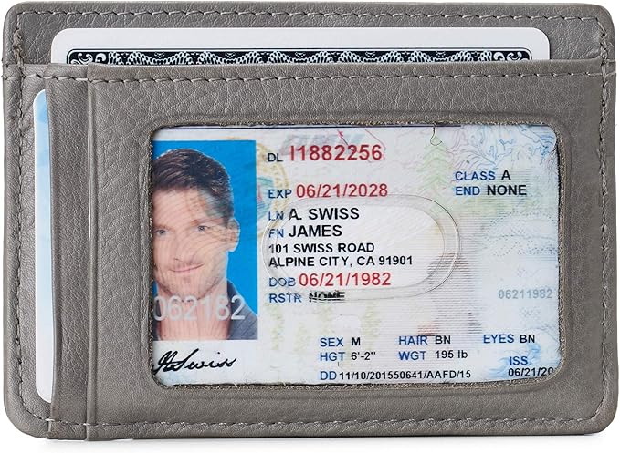 Alpine Swiss RFID Dermot Money Clip Front Pocket Wallet For Men Leather Comes in a Gift Box Gray