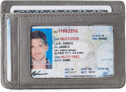 Alpine Swiss RFID Dermot Money Clip Front Pocket Wallet For Men Leather Comes in a Gift Box Gray