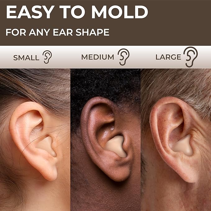 Peace&Quiet PQ Sleeping Ear Plugs Silicone - 28 Wax Moldable EarPlugs for Sleeping Noise Cancelling for Swimming, Sound Blocking Level 32 Db, (30 Silicone Earplugs), Color: Skin Tone