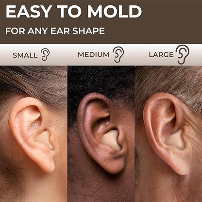 Peace&Quiet PQ Sleeping Ear Plugs Silicone - 28 Wax Moldable EarPlugs for Sleeping Noise Cancelling for Swimming, Sound Blocking Level 32 Db, (30 Silicone Earplugs), Color: Skin Tone