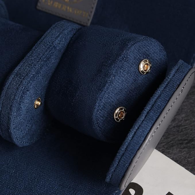 Genuine Napa Leather Watch Roll Travel Case for 3 Watches - Travel Watch Rolls and Leather Watch Display Cases with Velvet Interior - Watch Storage Organizer Men's