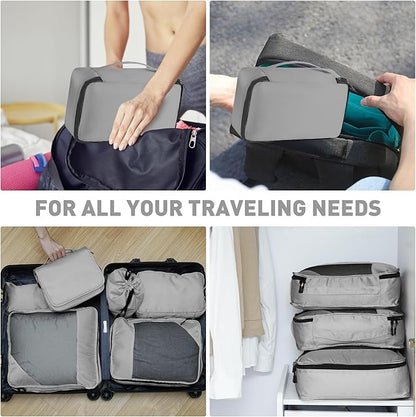 8-Piece Packing Cubes for Travel, Mesh Luggage Organizers with Shoe Bag, Toiletry Bag, Laundry Pouches, 4 Sizes (XL/L/M/S) for Suitcase Organization, Men Women Kids, Gray