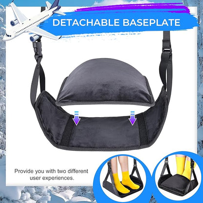 Warm Airplane Foot Hammock, Foldable Bamboo Base Foot Hammock for Plane Travel with Warm Cover, Portable Desk Foot Rest, Airplane Travel Essentials